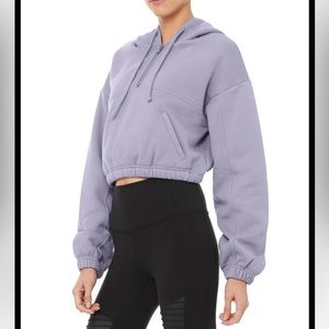 Alo Yoga Stadium Zip Up in Blue Moon